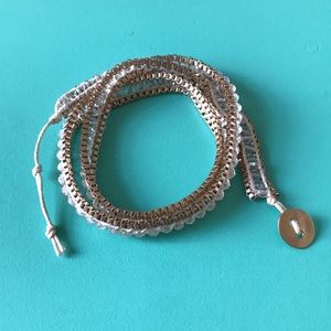 Gold and clear bead wrap-around bracelet